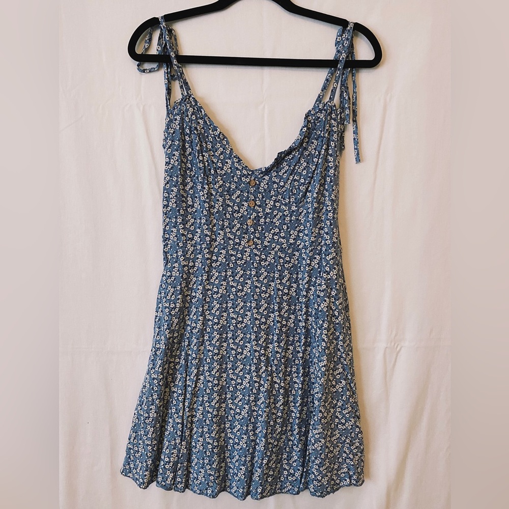 Blue Floral A Line Dress